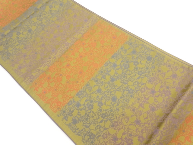 JAPANESE FUKURO OBI / WOVEN STRIPE & WEEPING SAKURA